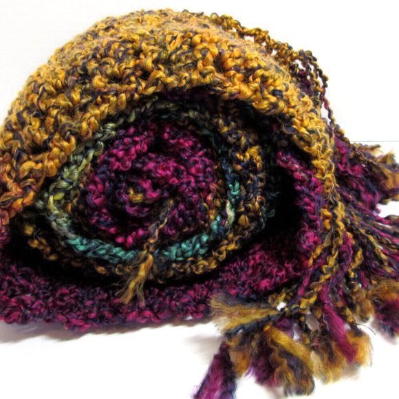 MultiColor Rainbow Scarf 140"x9" Extra Long Wide Chunky Handmade Crochet Knit - Picture 3 of 9